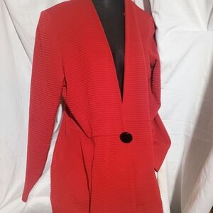 Misook Vibrant Red Textured Blazer